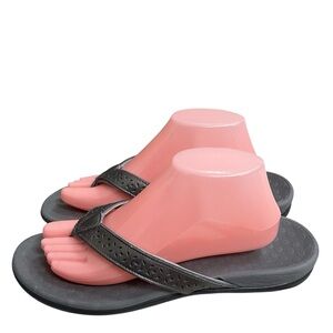 Vionic Orthaheel Tide Sandals Women 10 Gray Thong Comfort Shoes Casual pre own